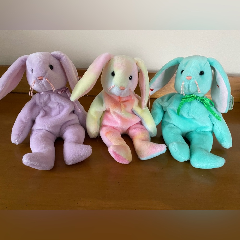 NWT Ty Beanie Babies bunny rabbits, Hippity Hippie & Floppity Easter set of 3